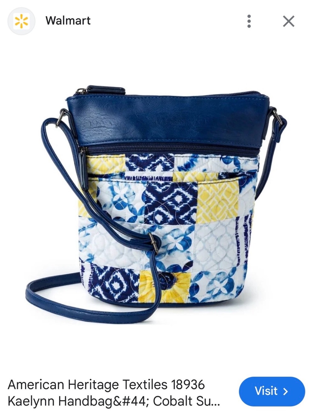 Donna Sharp “Kaelynn” patchwork quilted crossbody bag; in Cobalt Sun design. - Picture 7 of 9